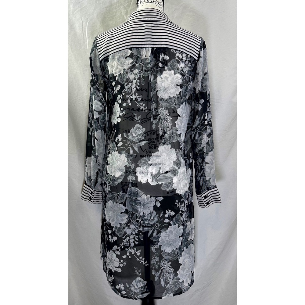INC International Concepts Floral Tunic Women's PS Petite S Stripe Semi Sheer - Picture 12 of 13